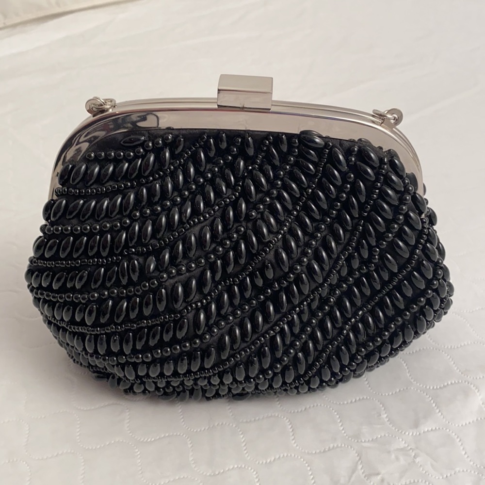 Ann Taylor black beaded evening bag/clutch